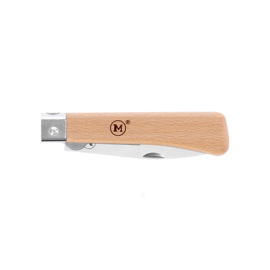 M Main Working line pocket knife with Beech wood handle and drop point blade shape. Blade length - 78 mm