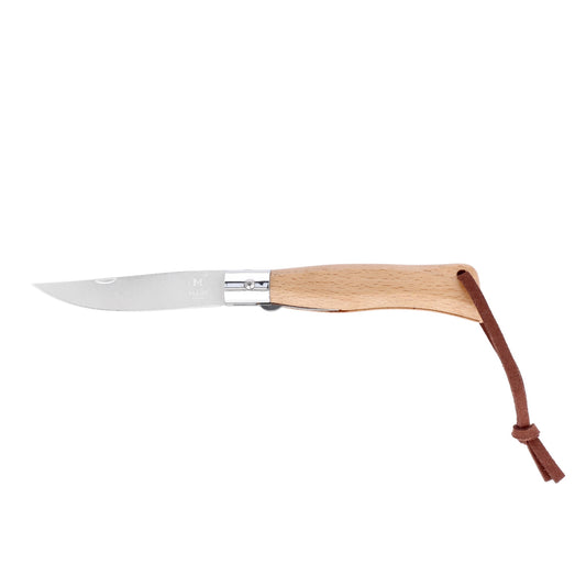 M Main Pocket knife with Beech wood handle and PU loop. Blade made from stainless steel 440A.Blade length – 87 mm