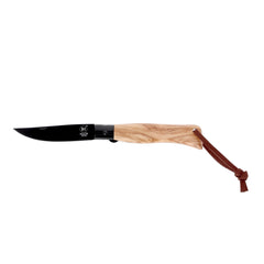M Main
Pocket knife with Olive wood handle and PU loop.
Blade made from stainless steel 440A with Black Titanium coating.
Blade length – 87 mm.