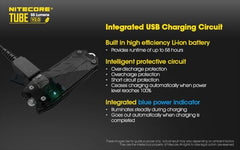 مصباح يدوي Nitecore Tube V2.0 بسلسلة مفاتيح، 55 لومن ساطع، قابل لإعادة الشحن عبر USB، خفيف الوزن للغاية وصغير الحجم (أسود)