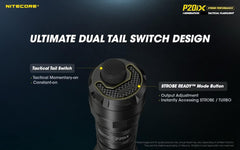 مصباح يدوي تكتيكي Nitecore P20iX، 4000 لومن USB-C قابل لإعادة الشحن، عالي اللومن، فائق السطوع مع منظم LumenTac