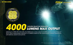 مصباح يدوي تكتيكي Nitecore P20iX، 4000 لومن USB-C قابل لإعادة الشحن، عالي اللومن، فائق السطوع مع منظم LumenTac