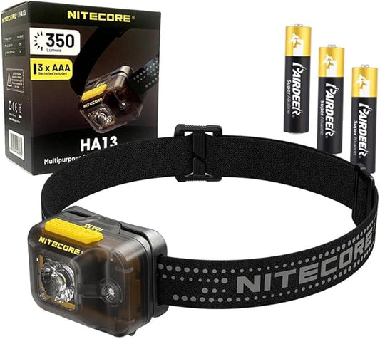 مصباح أمامي NITECORE HA13 متعدد الأغراض ثنائي الشعاع AAA - بطاريات متضمنة