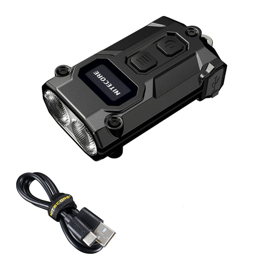مصباح يدوي Nitecore TINI 3 600 Lumen EDC بسلسلة مفاتيح، قابل لإعادة الشحن عبر USB-C وخفيف الوزن مع مخرجات درجات حرارة ألوان متعددة (دافئ، أبيض محايد، أبيض بارد) وملصق NSticker (رمادي)