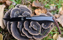 M Main Pocket knife with Black pressed wood handle and PU loop. Blade made from stainless steel 440A with Black Titanium coating.Blade length – 87 mm. SUPER BLACK.