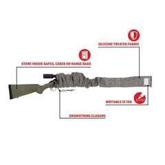 جراب بندقية من شركة ألين، مقاس 52 بوصة، مع ملصق تعريف قابل للكتابة، وبنادق 52 بوصة مع مناظير وبنادق صيد، باللون الرمادي