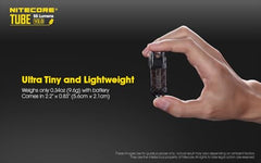 مصباح يدوي Nitecore Tube V2.0 بسلسلة مفاتيح، 55 لومن ساطع، قابل لإعادة الشحن عبر USB، خفيف الوزن للغاية وصغير الحجم (أسود) 