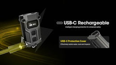 مصباح يدوي Nitecore TINI 3 600 Lumen EDC بسلسلة مفاتيح، قابل لإعادة الشحن عبر USB-C وخفيف الوزن مع مخرجات درجات حرارة ألوان متعددة (دافئ، أبيض محايد، أبيض بارد) وملصق NSticker (رمادي) 