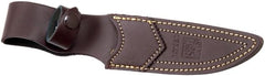 Joker Hunting Knife Ibice CR04, with Stainless Steel Ferrule, Handle in Pressed red Wood Stamina, MOVA Blade 4.72 inches, Brown Leather Sheath, Fishing Tool, Hunting, Camping and Hiking.