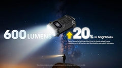 مصباح يدوي Nitecore TINI 3 600 Lumen EDC بسلسلة مفاتيح، قابل لإعادة الشحن عبر USB-C وخفيف الوزن مع مخرجات درجات حرارة ألوان متعددة (دافئ، أبيض محايد، أبيض بارد) وملصق NSticker (رمادي) 