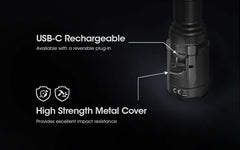 Nitecore Dual Batt Bundle SRT7i Tactical Flashlight, 3000 Lumen Long Throw USB-C Rechargeable with Stepless Brightness Adjustment, and a Lumentac Organizer