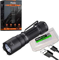 مصباح يدوي تكتيكي صغير الحجم قابل لإعادة الشحن Fenix ​​TK05R بقوة 1000 لومن مع حقيبة ملحقات EdisonBright 