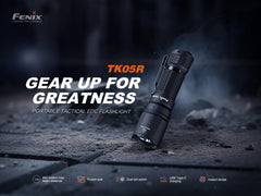 مصباح يدوي تكتيكي صغير الحجم قابل لإعادة الشحن Fenix ​​TK05R بقوة 1000 لومن مع حقيبة ملحقات EdisonBright 