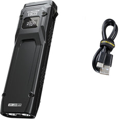 Nitecore EDC23 EDC Flashlight, 2500 Lumen Ultra-Slim Flat Shape USB-C Rechargeable Fast Charging with Digital OLED Display, Mechanical Lock Switch