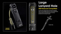 مصباح يدوي تكتيكي Nitecore EDC29 EDC، 6500 لومن قابل لإعادة الشحن بمنفذ USB-C، شكل مسطح رفيع مع كشاف ضوئي، أوضاع ستروب، ملصق شاشة رقمية 
