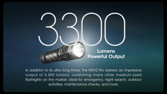 مصباح يدوي تكتيكي Nitecore MH12 Pro، 3300 لومن عالي اللومن، قابل لإعادة الشحن عبر USB-C، طويل المدى، مصباح EDC صغير الحجم مع جراب ومنظم Lumentac