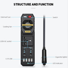 BYGD-Car Power Inverter, Current Inverter, Universal Socket Adapter